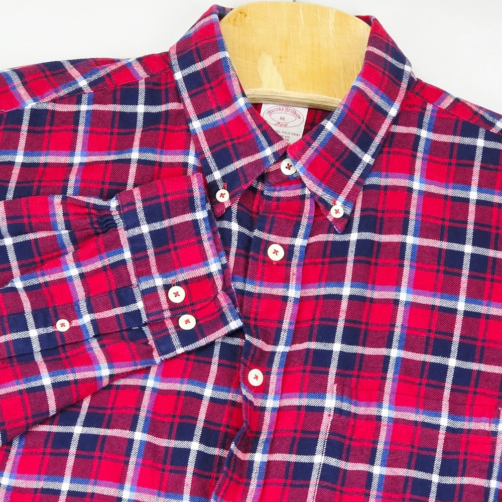 Brooks Brothers 346 Mens XL Red Plaid Flannel Long‎ Sleeve Button Down Shirt